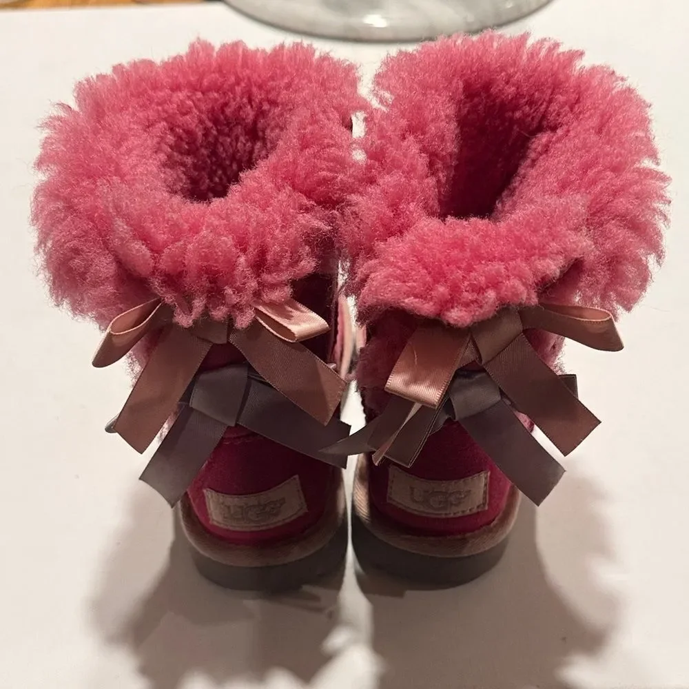 UGG Girls Pink Shearling-Lined Winter Boots